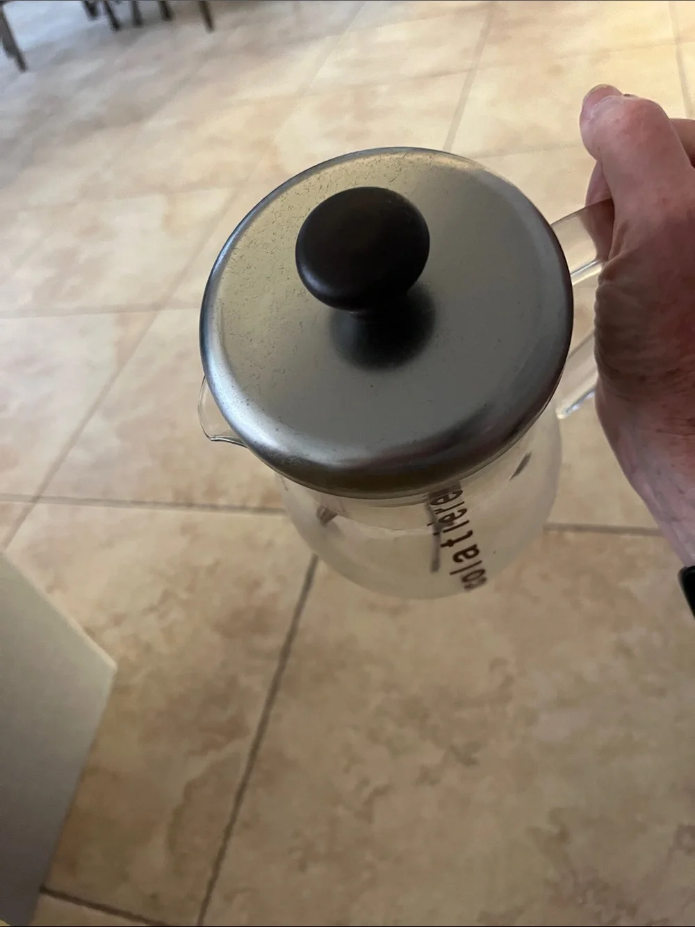 Bodum Glass Chocolatière with Black Lid and Silver Top